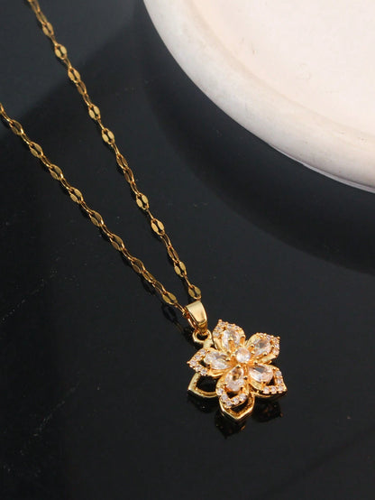 Rotating Flower Pendant Necklace