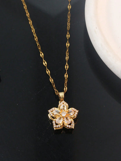 Rotating Flower Pendant Necklace