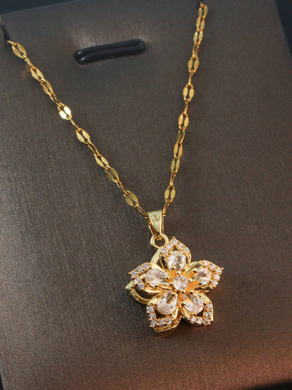 Rotating Flower Pendant Necklace