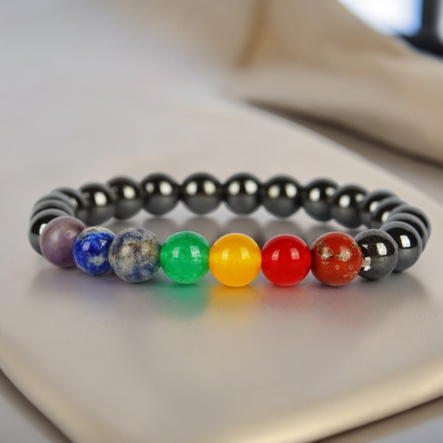 7 Chakra With Hematite Bracelet (With Authenticity Certificate)