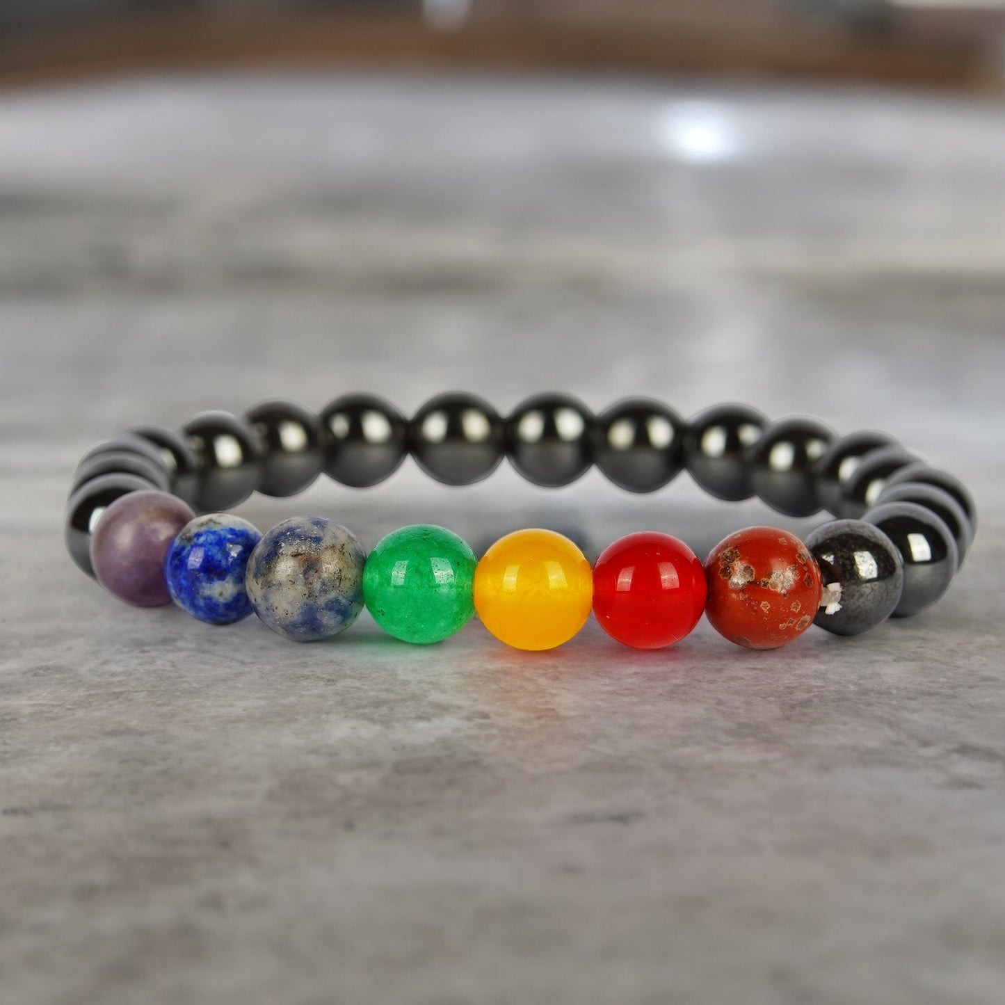 7 Chakra With Hematite Bracelet (With Authenticity Certificate)