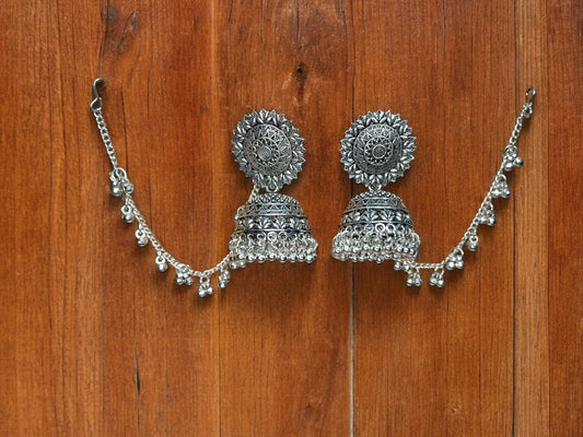 Black Oxidized Jhumka with Latkan