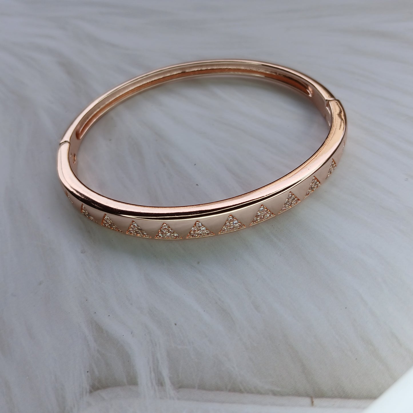 Radiant Edge Rose Gold Diamond Bangle