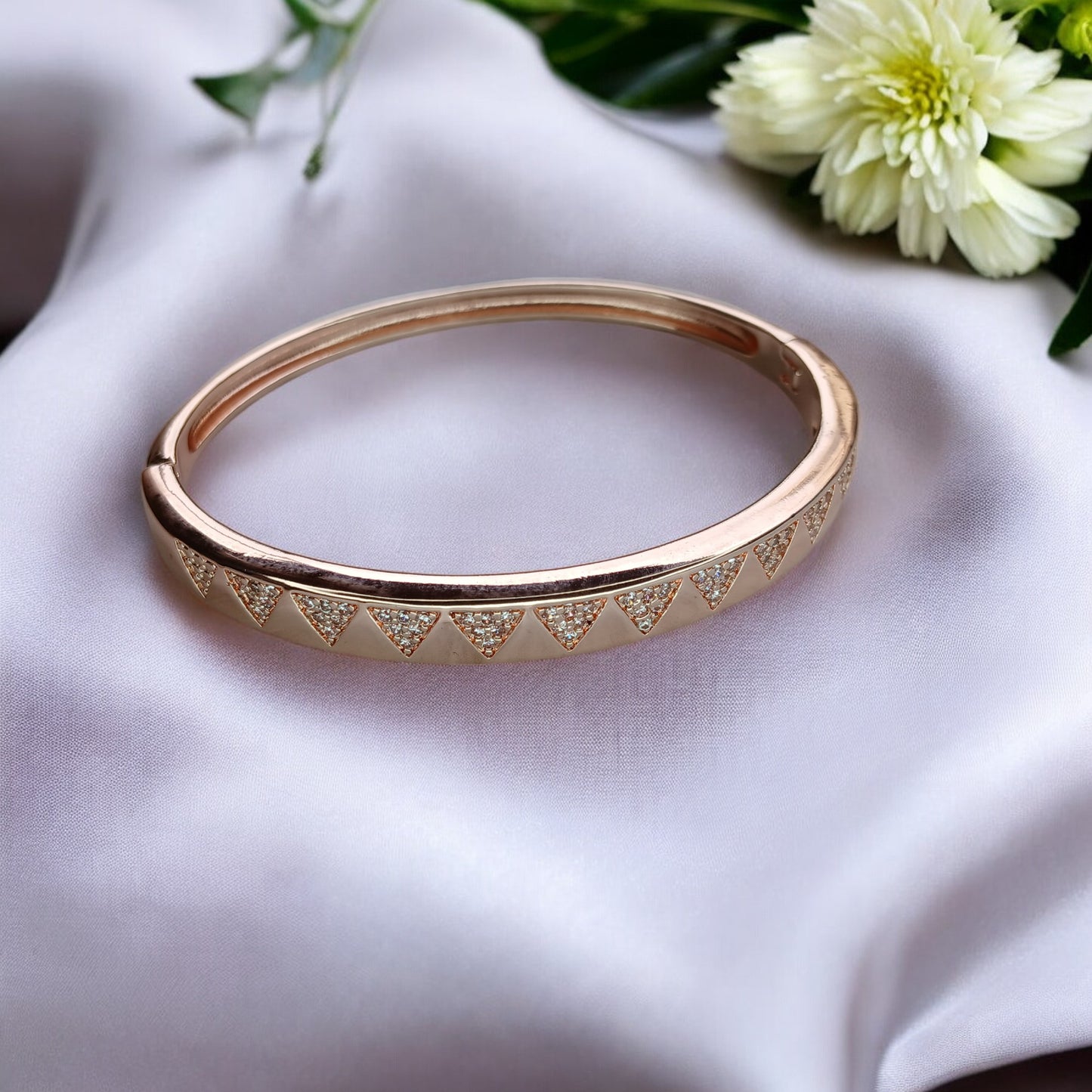 Radiant Edge Rose Gold Diamond Bangle