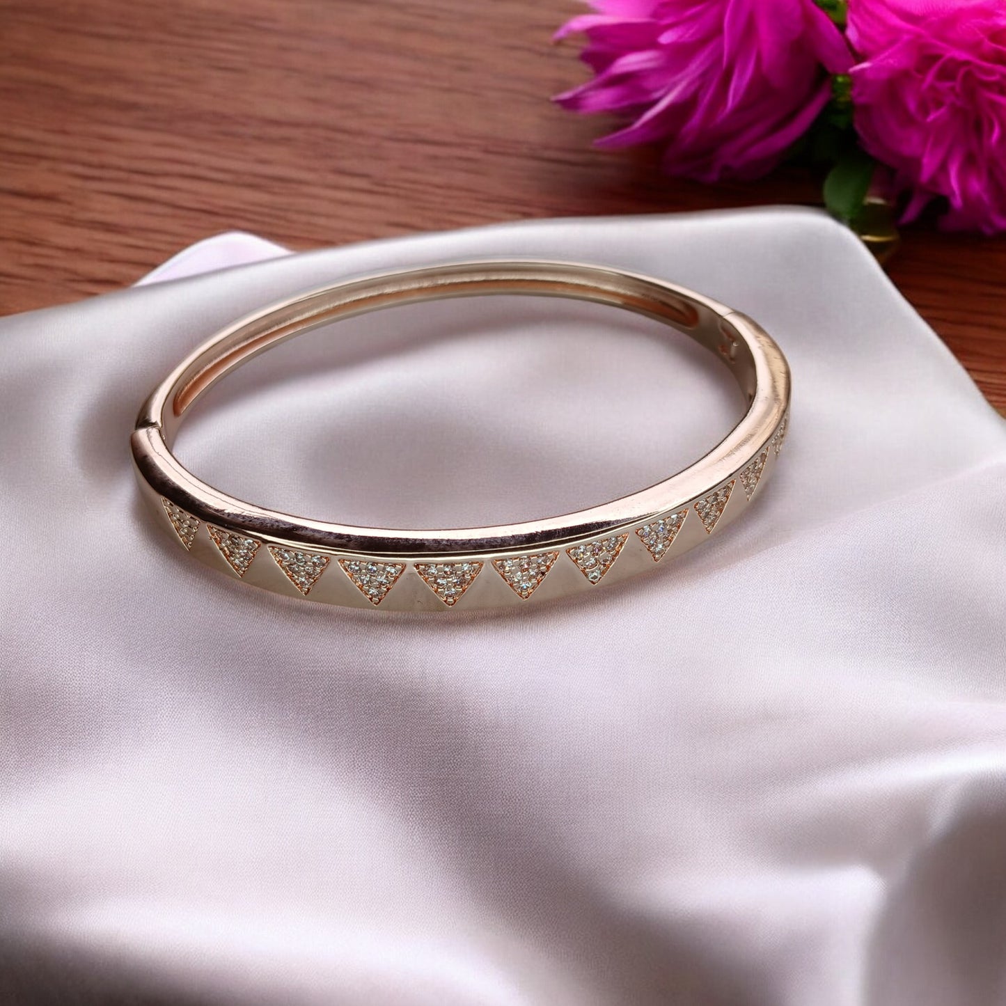 Radiant Edge Rose Gold Diamond Bangle