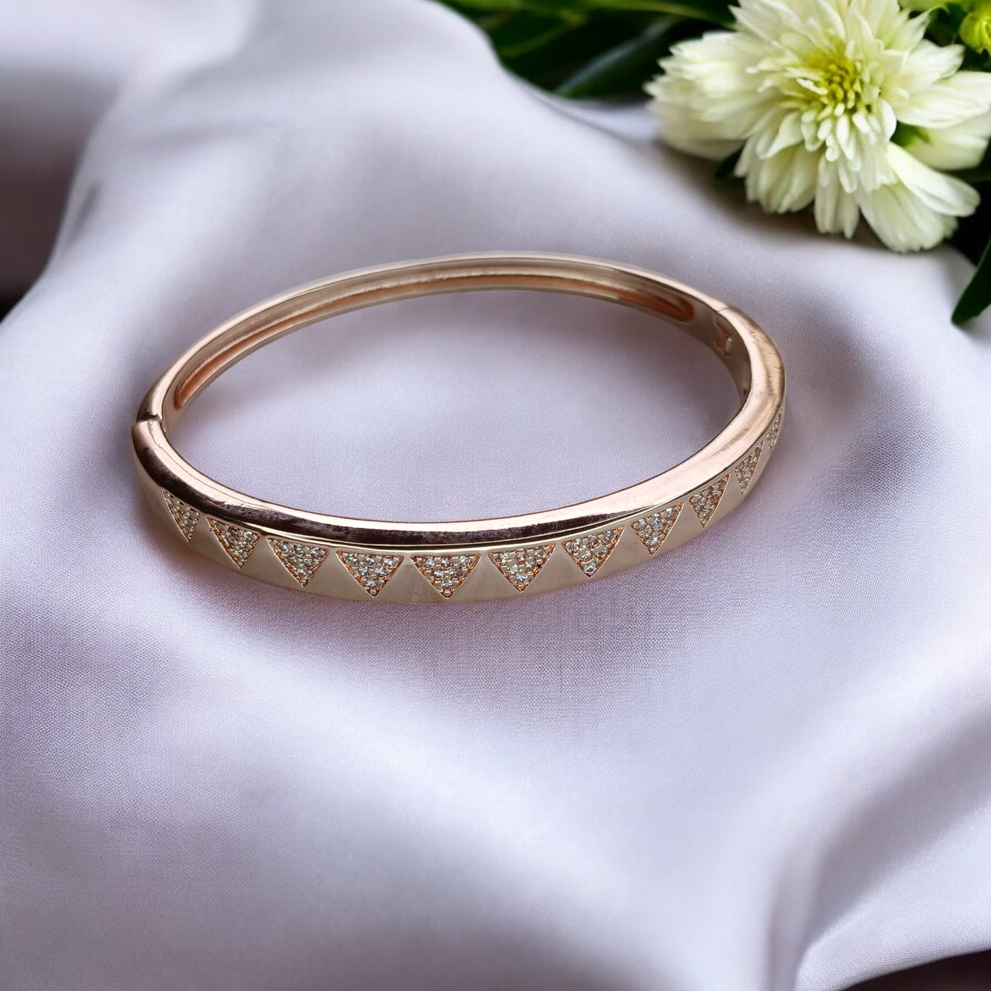 Radiant Edge Rose Gold Diamond Bangle