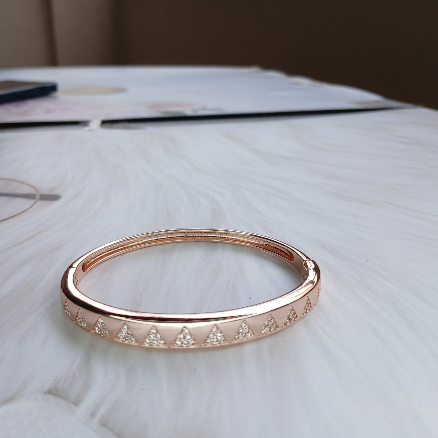 Radiant Edge Rose Gold Diamond Bangle