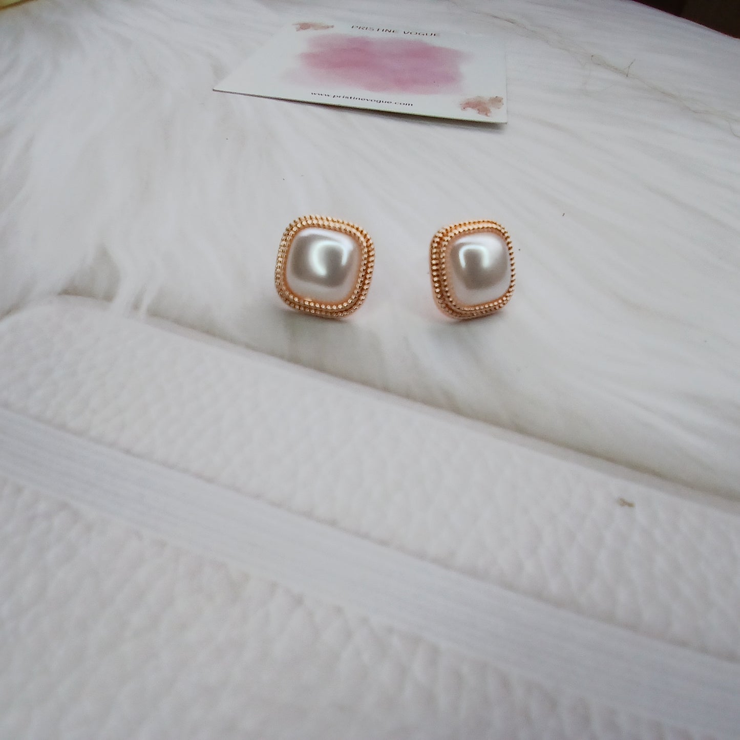 Rose Gold Luster Pearl Studs