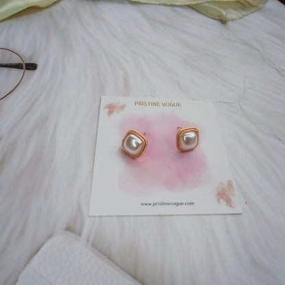 Rose Gold Luster Pearl Studs