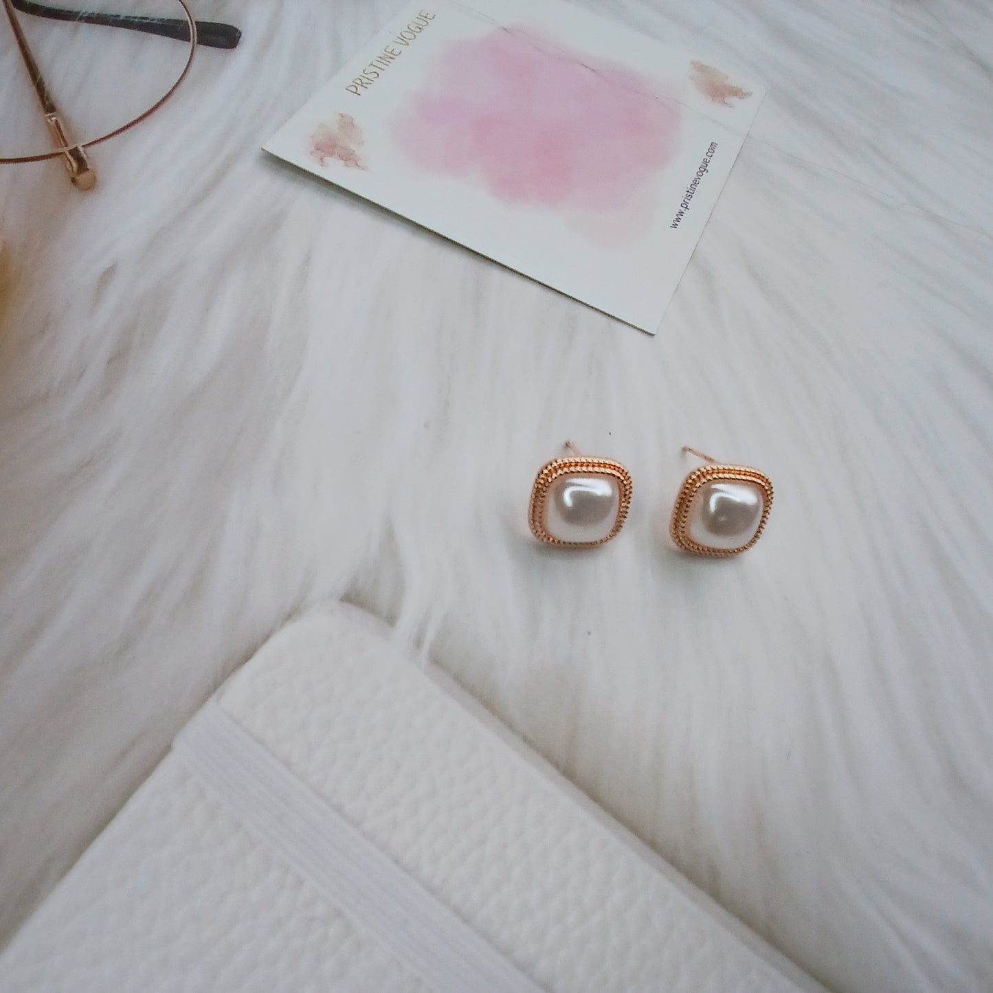 Rose Gold Luster Pearl Studs