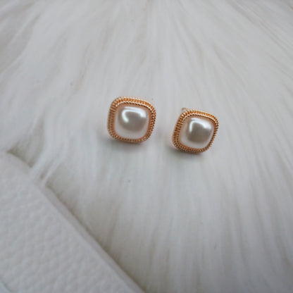 Rose Gold Luster Pearl Studs