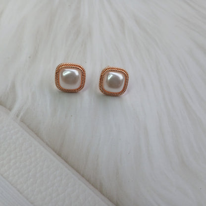 Rose Gold Luster Pearl Studs