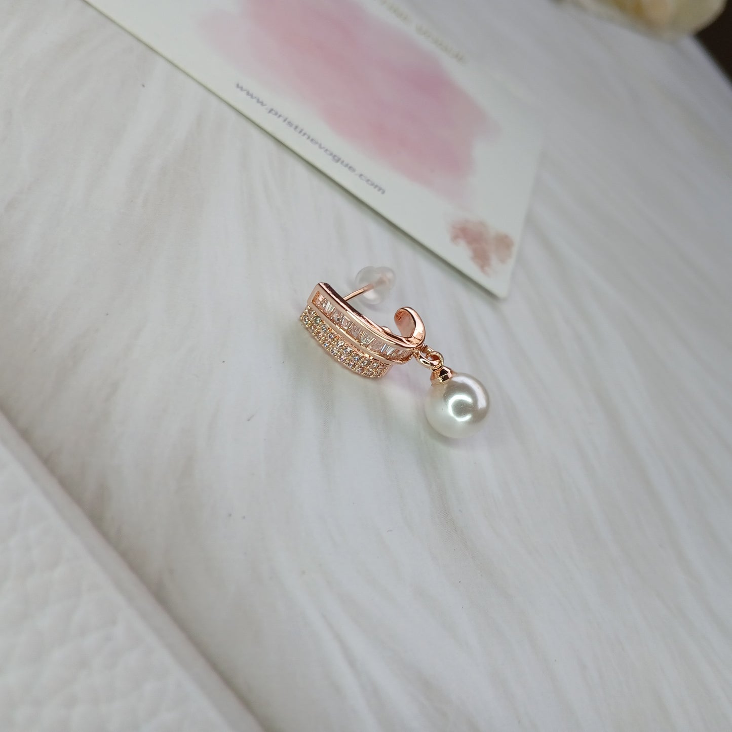 Blush Pearl Rose Earrings