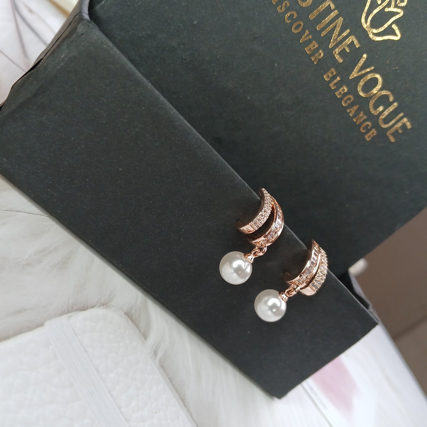 Blush Pearl Rose Earrings