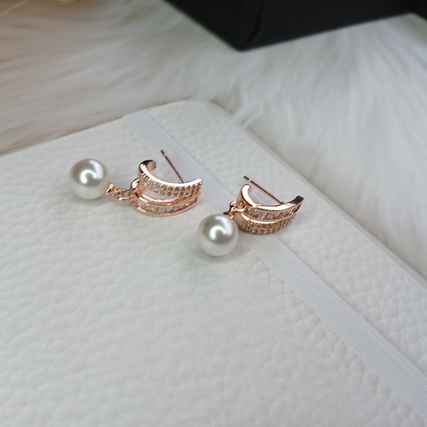 Blush Pearl Rose Earrings