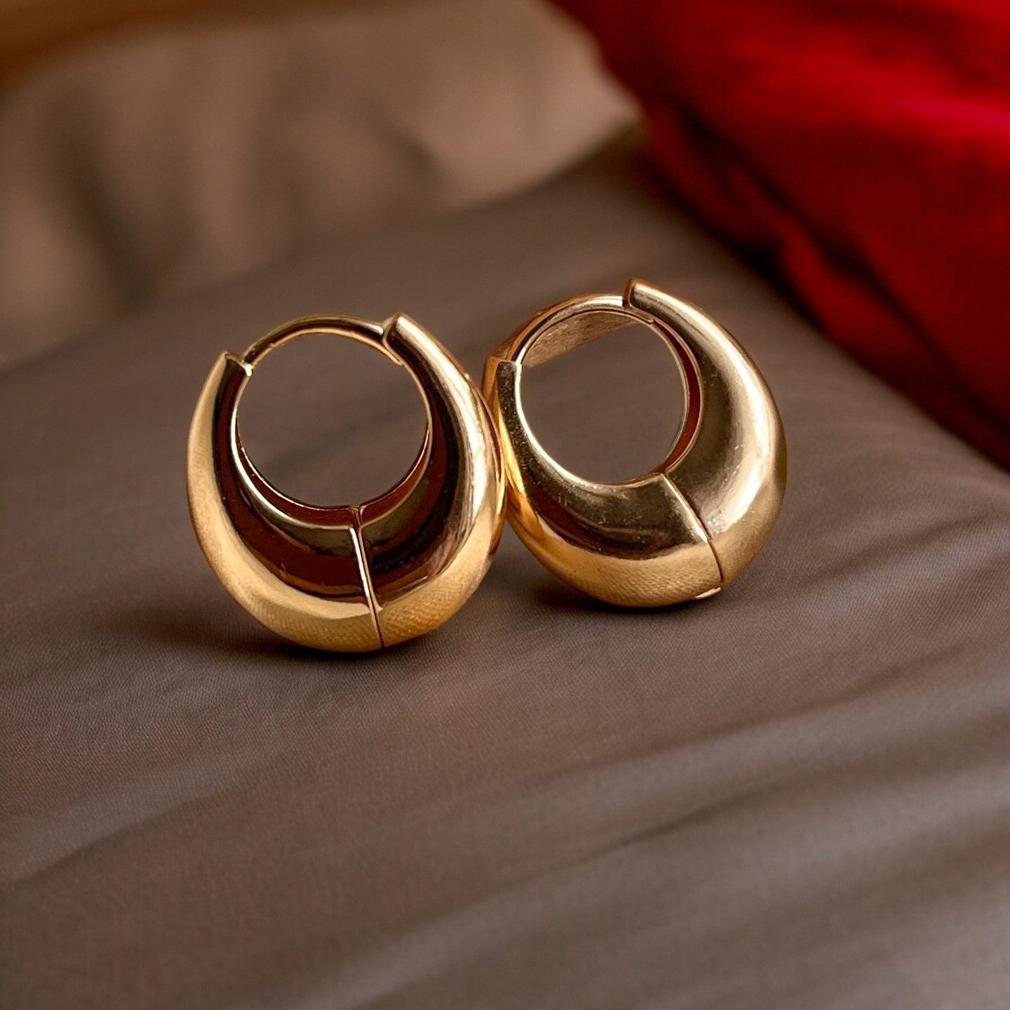 Gold Kaju Bali Hoop Earrings