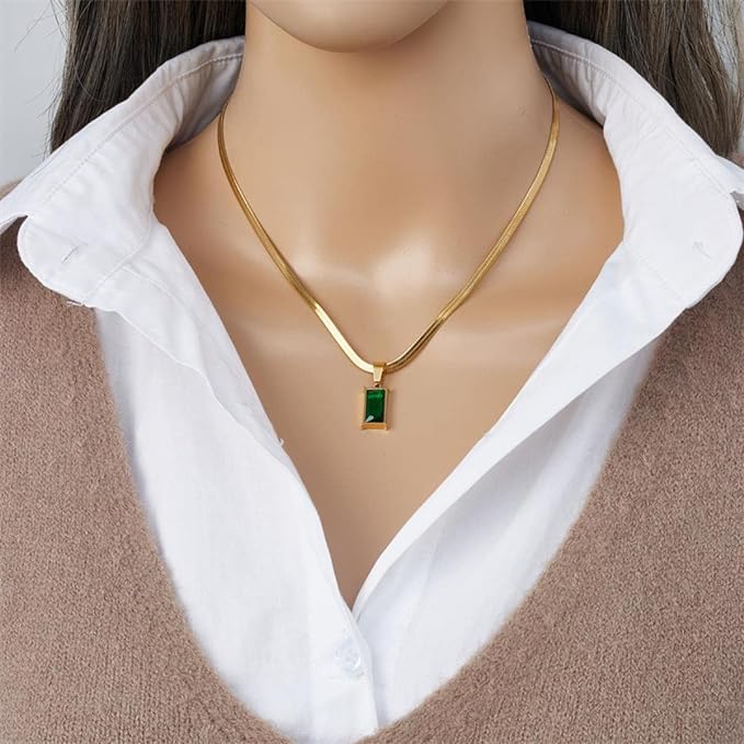 Green Crystal Geometric Necklace