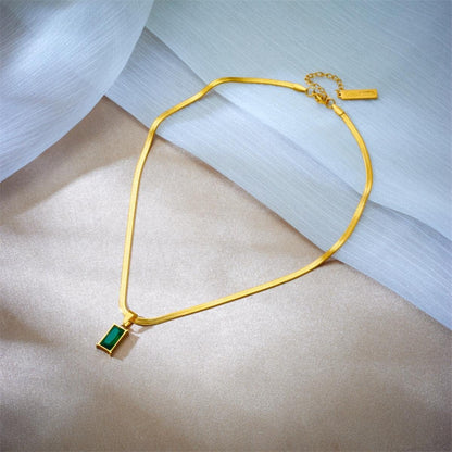 Green Crystal Geometric Necklace