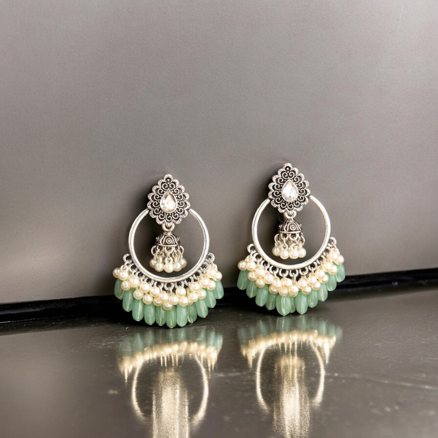 Antique Pearl & Bead Silver Earrings