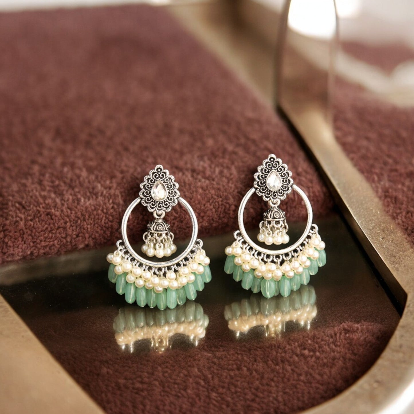 Antique Pearl & Bead Silver Earrings