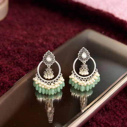 Antique Pearl & Bead Silver Earrings