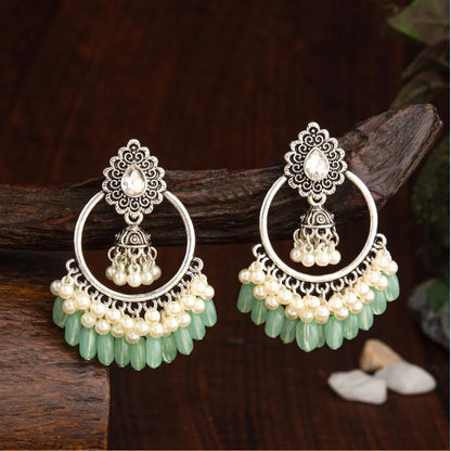 Antique Pearl & Bead Silver Earrings