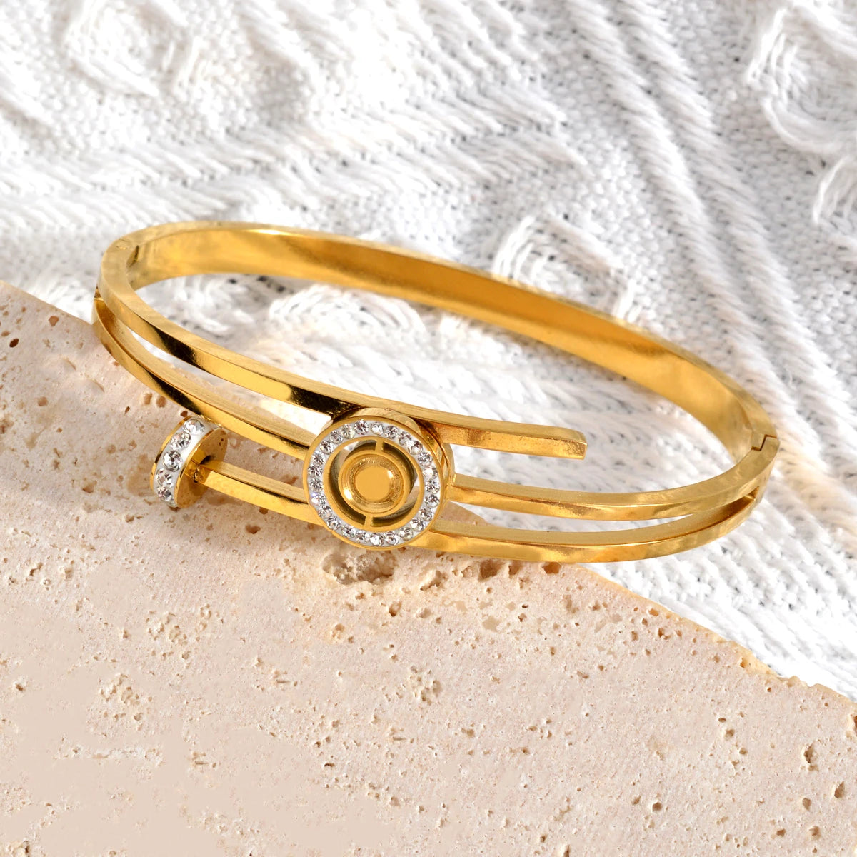Gold Cuff Bangle Bracelet