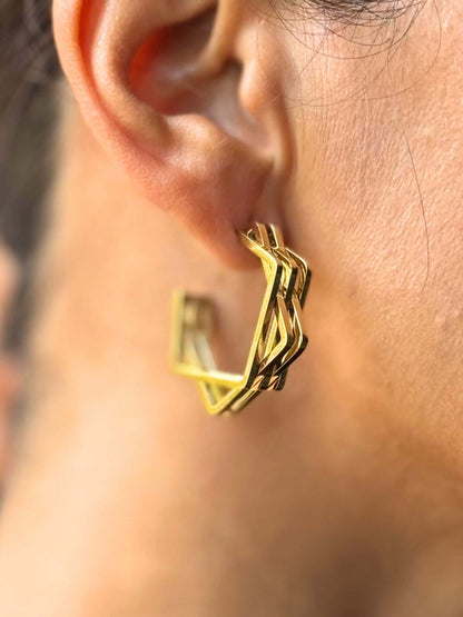 Geometric Stacked Square Earrings