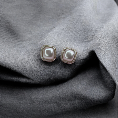 Silver Luster Pearl Studs