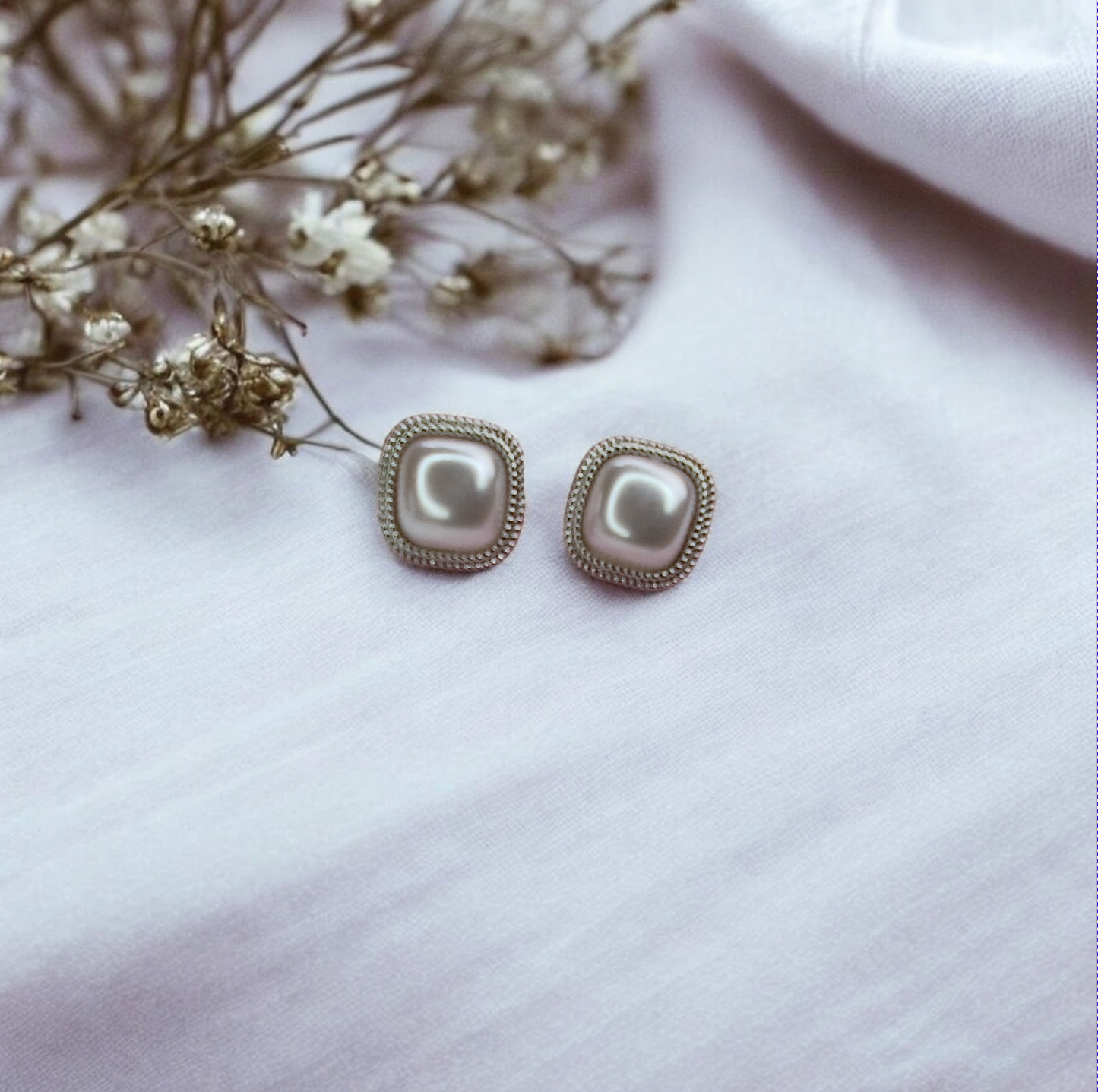 Silver Luster Pearl Studs