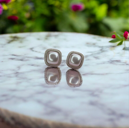 Silver Luster Pearl Studs