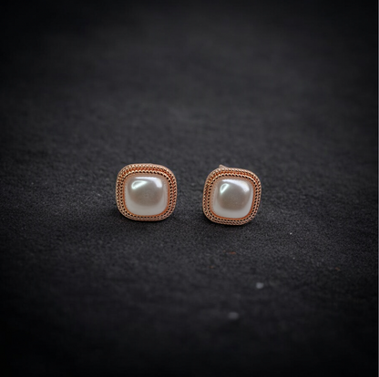 Rose Gold Luster Pearl Studs