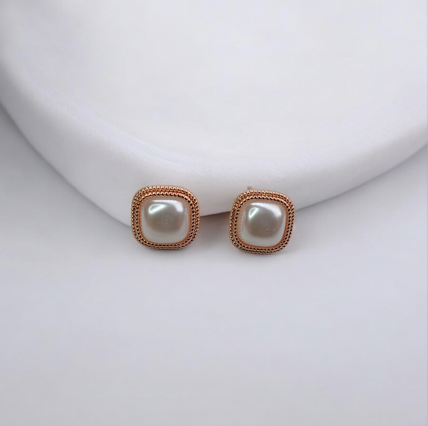 Rose Gold Luster Pearl Studs