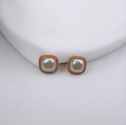 Rose Gold Luster Pearl Studs