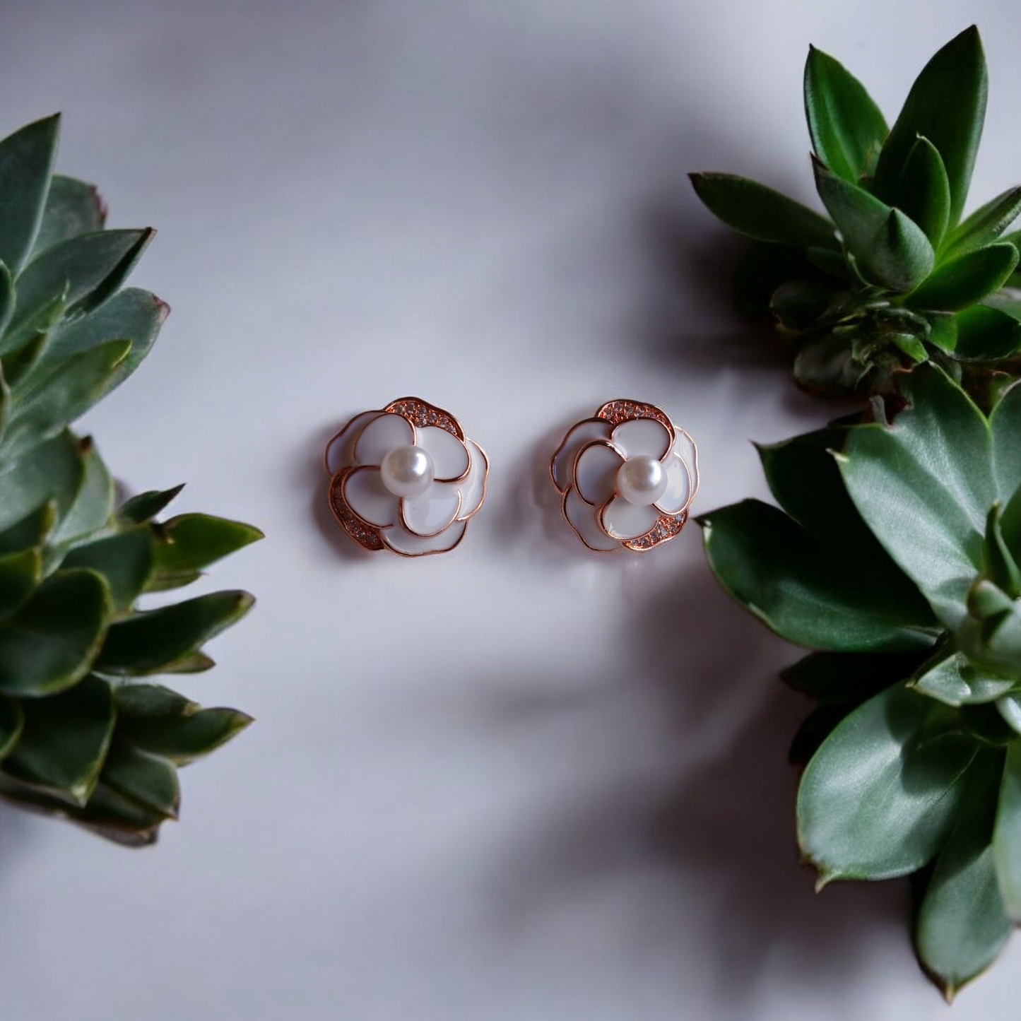 Ivory Bloom Rose Earrings