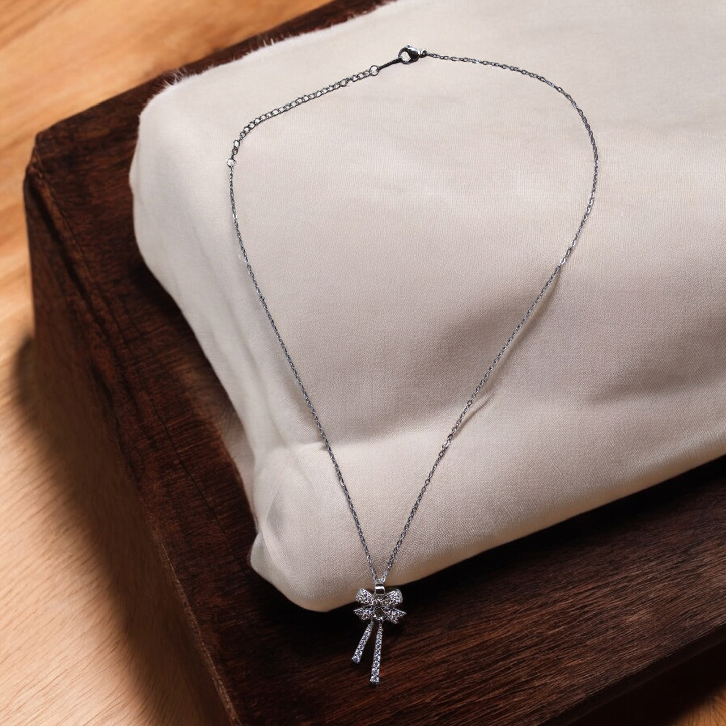 Elegant Bow Silver Pendant