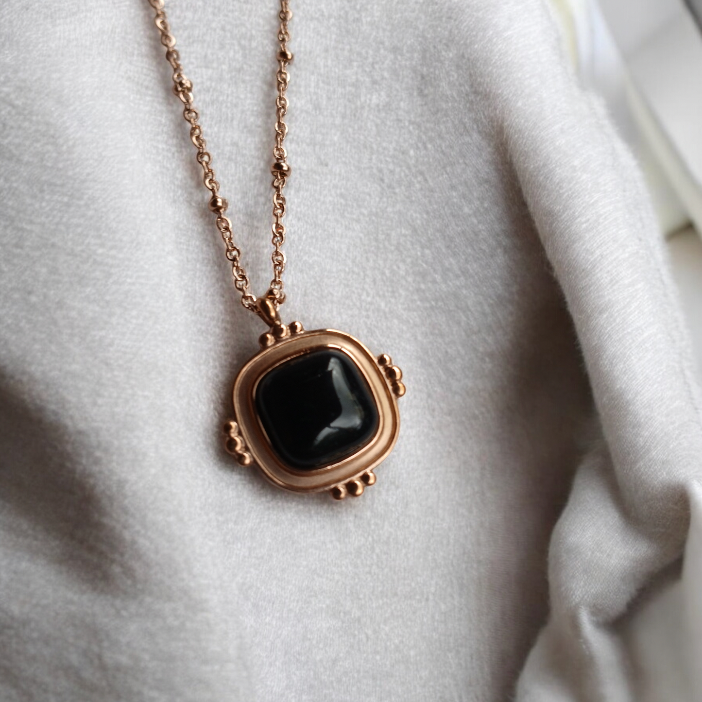 Noir Square Rose Gold Pendant