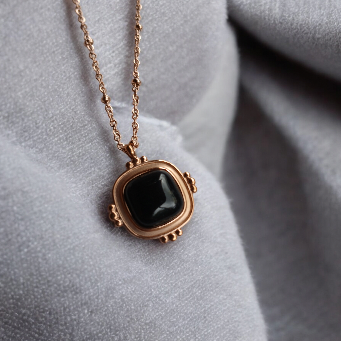 Noir Square Rose Gold Pendant