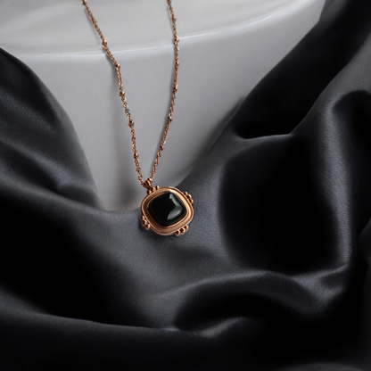 Noir Square Rose Gold Pendant