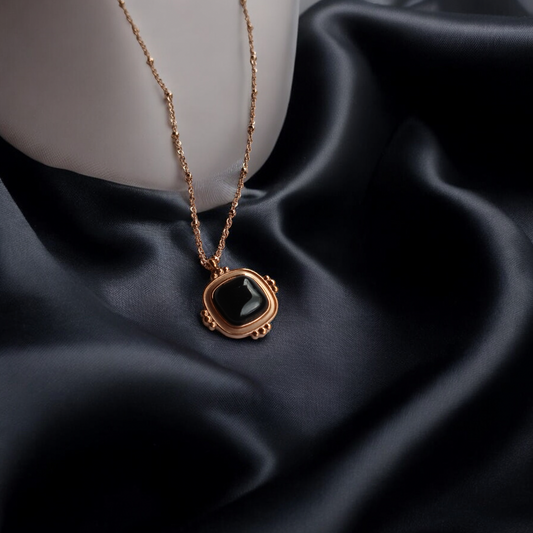 Noir Square Rose Gold Pendant