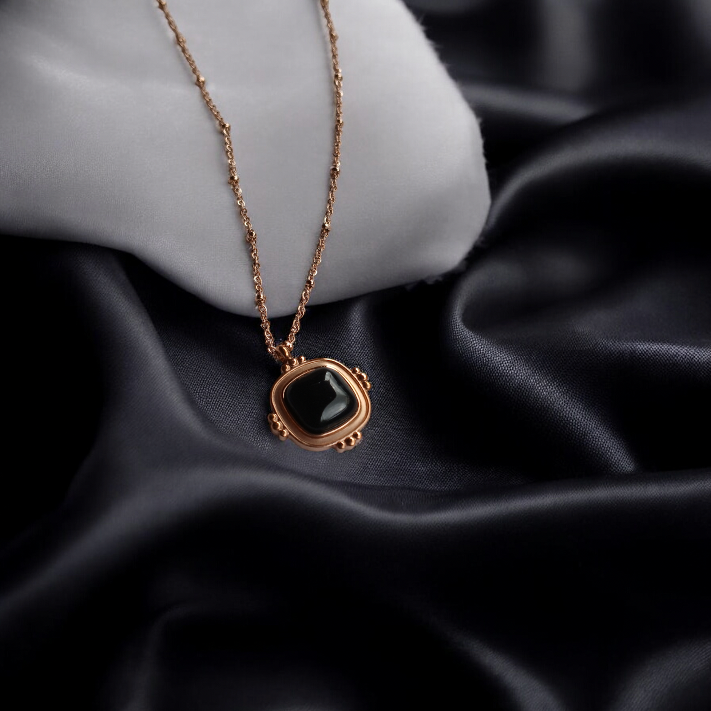 Noir Square Rose Gold Pendant