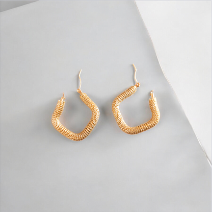 Golden Mesh Square Drop Earrings