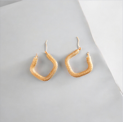 Golden Mesh Square Drop Earrings