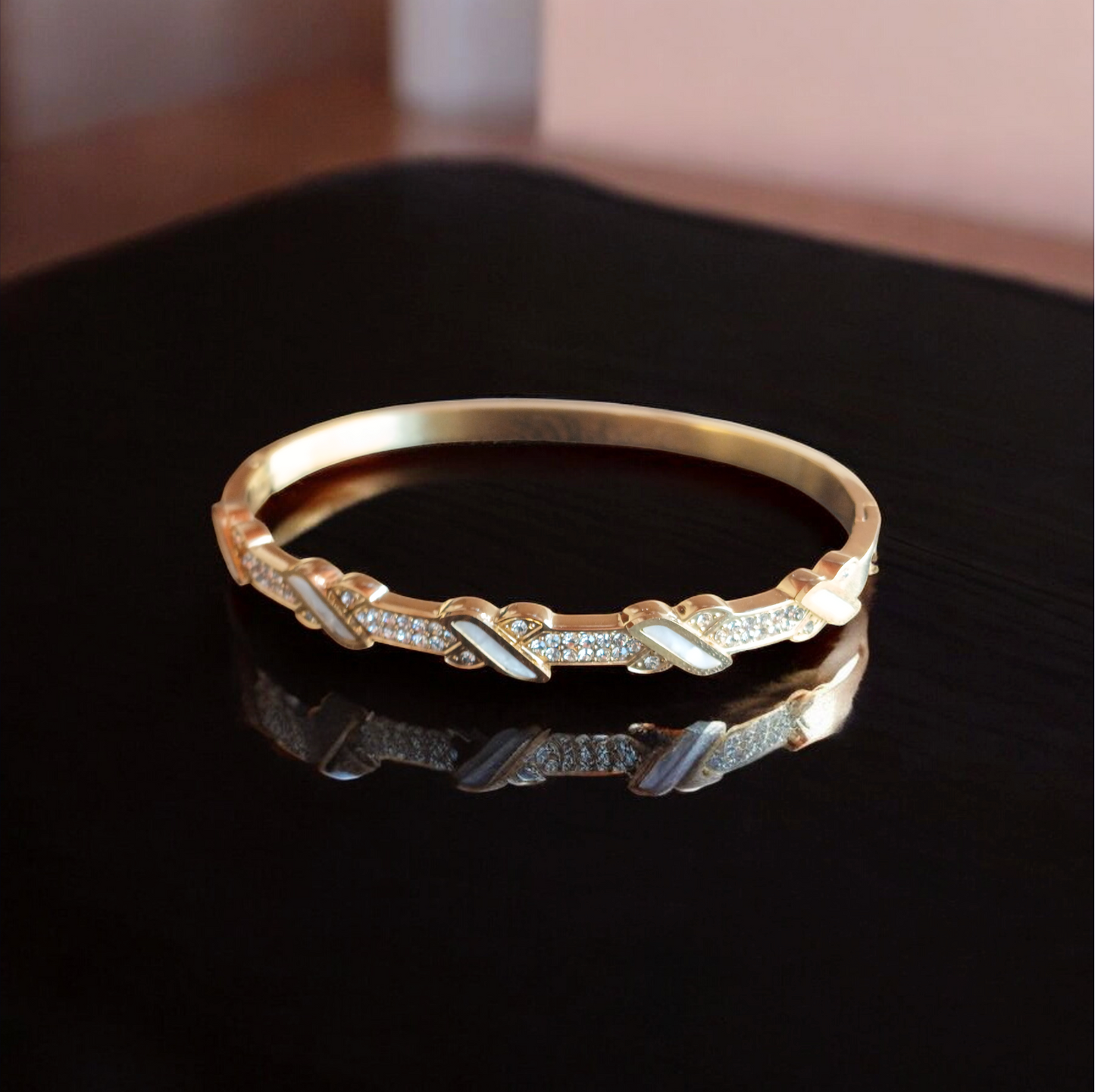 Golden Cross Charm Bangle