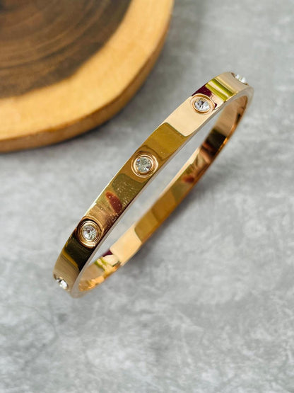 Women Gold-Plated American Diamond Bangle-Style Bracelet