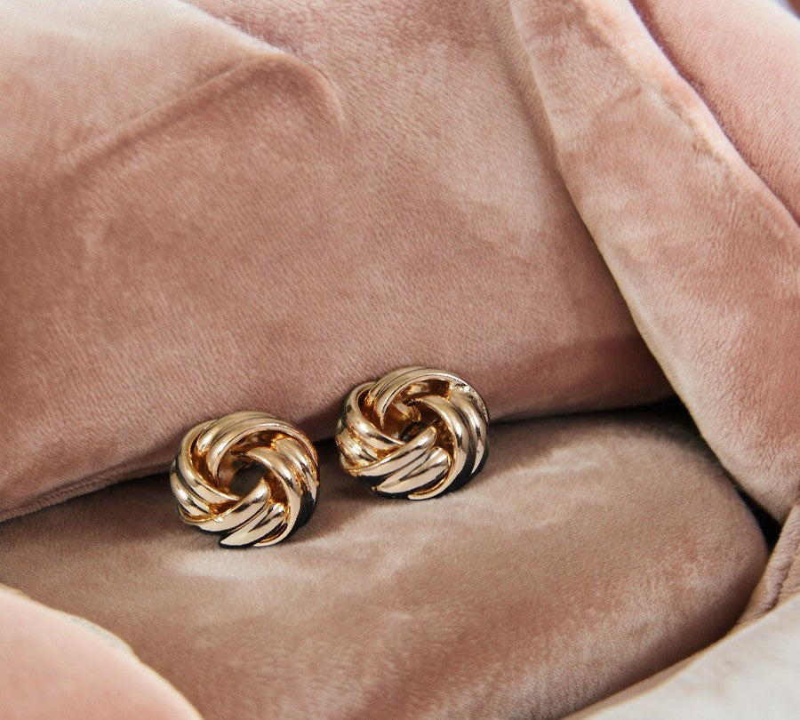 Gold Plated Knot Stud Earring