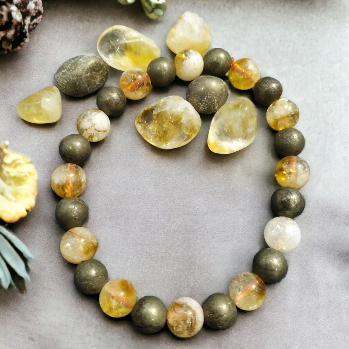 Citrine & Pyrite Abundance Combination Bracelet | Attract Wealth, Success & Manifestation with Powerful Gemstones