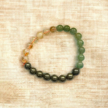 Green Aventurine, Citrine & Pyrite Combination for Abundance & Luck Bracelet | Prosperity & Success Bracelet