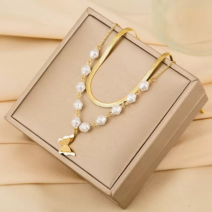 Butterfly Pearl Multilayer Necklace